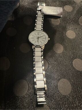 Anne Klein Silver & White Link Bracelet Watch | plastic on face and nwt